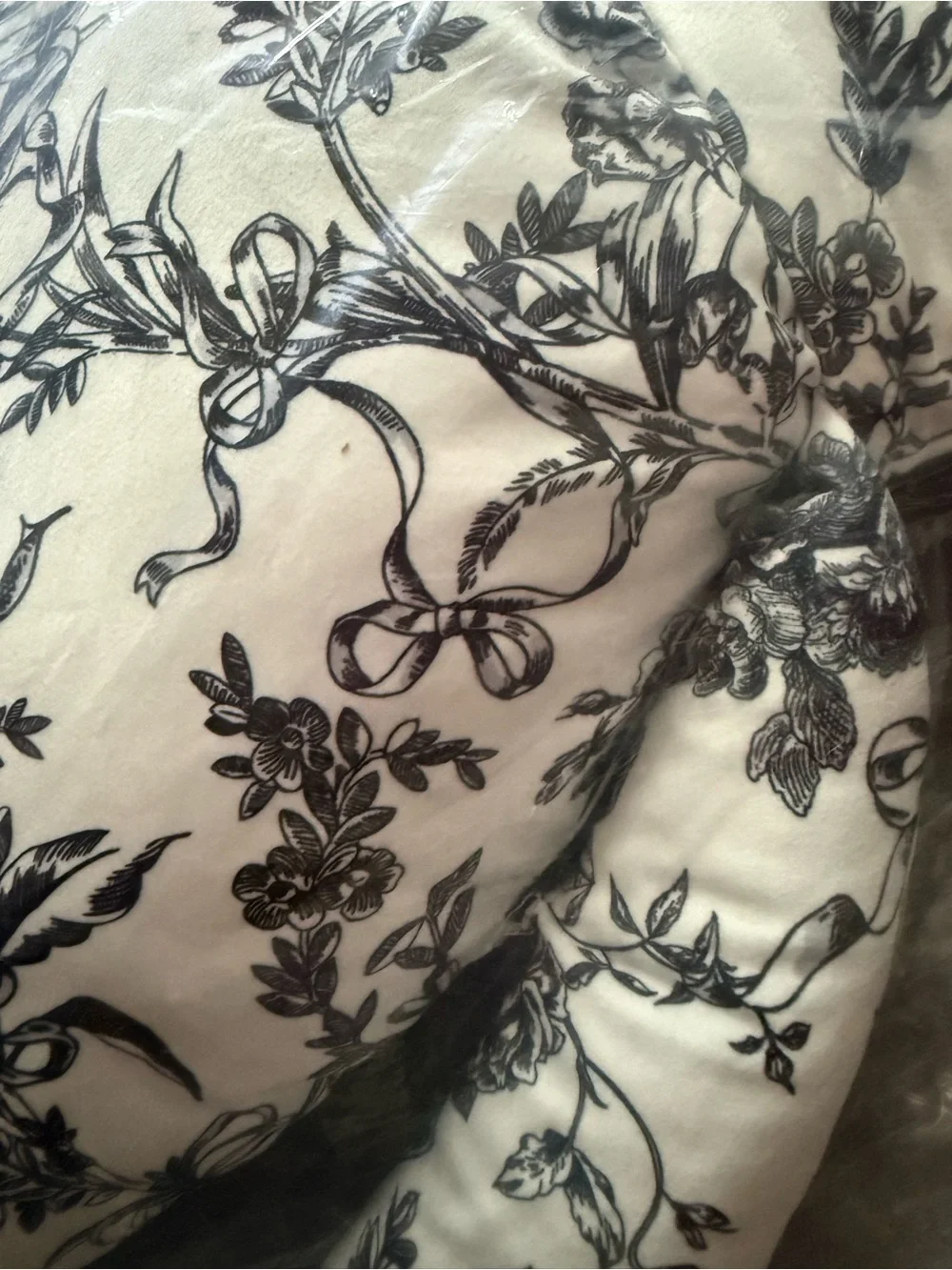 T.J.Maxx Black and White Toile Bow Accent Pillow